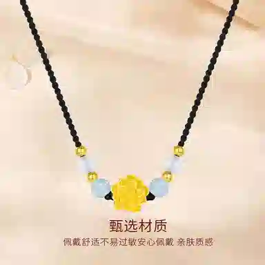 金师傅 好运莲莲 浪漫精致 时尚高级感小众设计气质 温柔优雅新中式锁骨链天然 白水晶 项链 男女同款情侣款