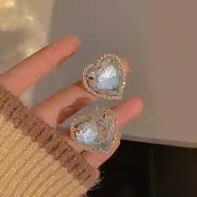 彤彤兔 超闪 爱心 树脂 合金 耳环 女款