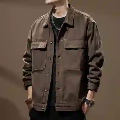 贵色 美式重磅复古高端纯色长袖衬衫 男款