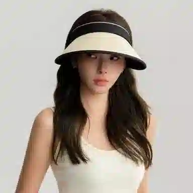 北极绒 简约户外空顶大帽檐显脸小 可调节可折叠 拉菲草 防晒帽 男女同款情侣款