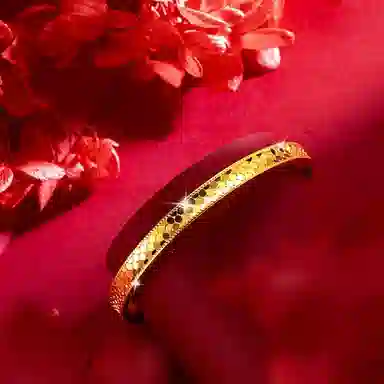 石在行 国潮新中式龙鳞素圈 波光凌凌 轻奢精致 简约大方 合金 手镯 男女同款情侣款