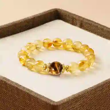 阿梵尼 财源滚滚暴富手饰 闪耀转运 把把赢好运来新中式国潮吸金天然 黄水晶 手串 女款