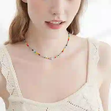 骊碧 彩虹笑脸锁骨链实用高档有意义 合金 项链 女款