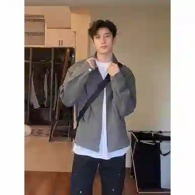 黑马漫画 纯色舒适百搭翻领夹克外套 男女同款