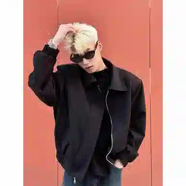 黑马漫画 纯色舒适百搭翻领夹克外套 男女同款