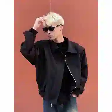 黑马漫画 纯色舒适百搭翻领夹克外套 男女同款