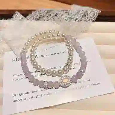 金师傅 紫玉双圈 清透双圈双层叠戴 温柔小清新小众高级设计感时尚百搭 #好运天然 紫水晶 手串 男女同款情侣款