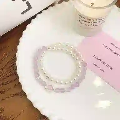 金师傅 紫玉双圈 清透双圈双层叠戴 温柔小清新小众高级设计感时尚百搭 #好运天然 紫水晶 手串 男女同款情侣款
