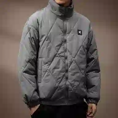 贵色 高端美式复古菱格保暖面包棉服 男款