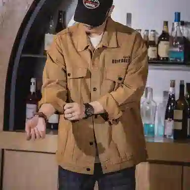 格蓝鹿 翻领长袖时尚都市牛仔外套 男款