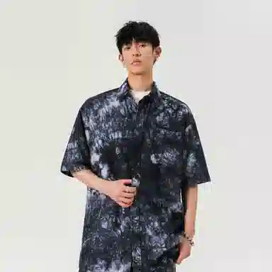 快鱼 复古扎染设计简约宽松休闲衬衫 男女同款