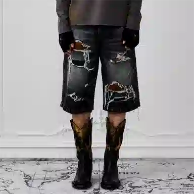 BIRTH OF ROYAL CHILD SS24 Black Denim Shorts