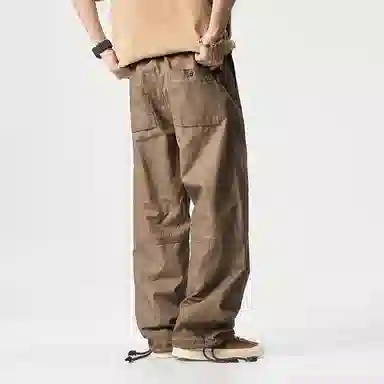 赞仕 高街脏脏重磅棉质直筒工装裤 男款