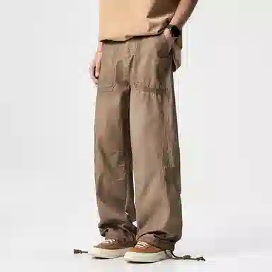 赞仕 高街脏脏重磅棉质直筒工装裤 男款