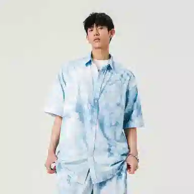 快鱼 复古扎染设计简约宽松休闲衬衫 男女同款