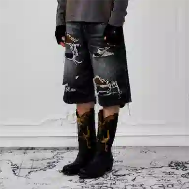 BIRTH OF ROYAL CHILD SS24 Black Denim Shorts