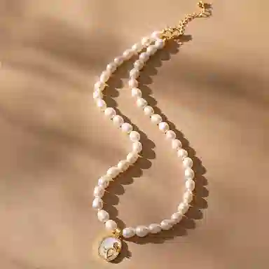 骊碧 瑰玫高档波漫有意义花法式实用 仪式感 淡水珍珠 白贝母 铜 项链 女款