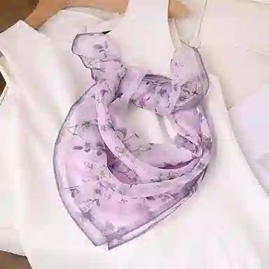 杭丝路 小方巾围巾纱巾薄款护颈遮脖子防晒 桑蚕丝 丝巾 女款 白色