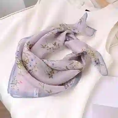 杭丝路 小方巾围巾纱巾薄款护颈遮脖子防晒 桑蚕丝 丝巾 女款 白色