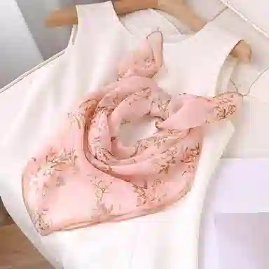 杭丝路 小方巾围巾纱巾薄款护颈遮脖子防晒 桑蚕丝 丝巾 女款 白色