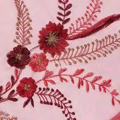 上海故事 新中式古风刺绣结婚真丝羊毛混纺 丝巾 女款