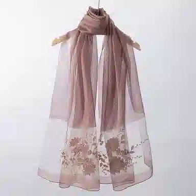 上海故事 新中式古风刺绣结婚真丝羊毛混纺 丝巾 女款