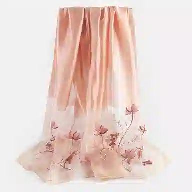 上海故事 新中式古风刺绣结婚真丝羊毛混纺 丝巾 女款