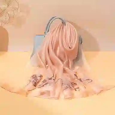 上海故事 新中式古风刺绣结婚真丝羊毛混纺 丝巾 女款