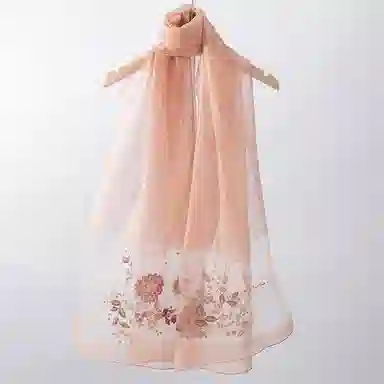 上海故事 新中式古风刺绣结婚真丝羊毛混纺 丝巾 女款