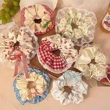 水中玉 蝴蝶结大肠发圈可爱甜美高弹力扎头皮筋高级感夏日发绳头饰 布艺 头绳 女款