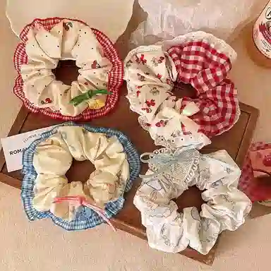 水中玉 蝴蝶结大肠发圈可爱甜美高弹力扎头皮筋高级感夏日发绳头饰 布艺 头绳 女款