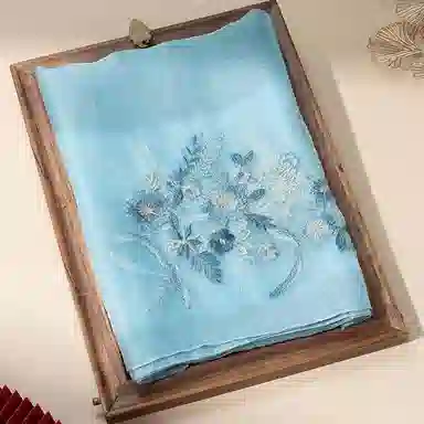 上海故事 新中式古风刺绣结婚真丝羊毛混纺 丝巾 女款