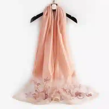 上海故事 新中式古风刺绣结婚真丝羊毛混纺 丝巾 女款