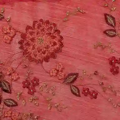 上海故事 新中式古风刺绣结婚真丝羊毛混纺 丝巾 女款