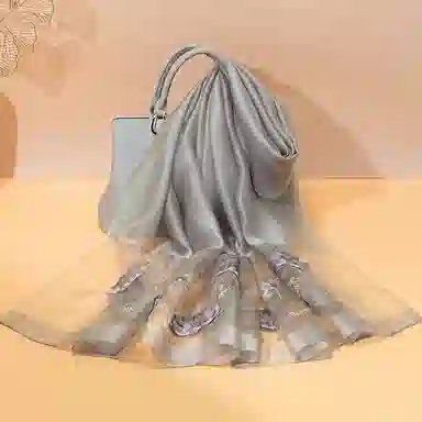 上海故事 新中式古风刺绣结婚真丝羊毛混纺 丝巾 女款