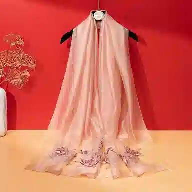 上海故事 新中式古风刺绣结婚真丝羊毛混纺 丝巾 女款