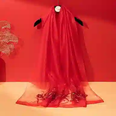 上海故事 新中式古风刺绣结婚真丝羊毛混纺 丝巾 女款