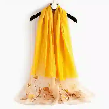 上海故事 新中式古风刺绣结婚真丝羊毛混纺 丝巾 女款