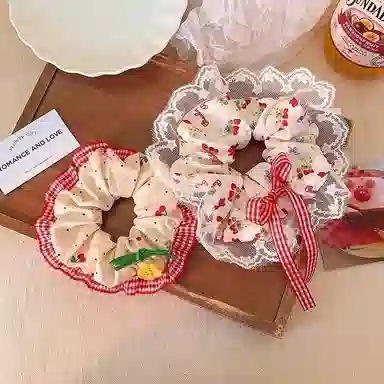 水中玉 蝴蝶结大肠发圈可爱甜美高弹力扎头皮筋高级感夏日发绳头饰 布艺 头绳 女款