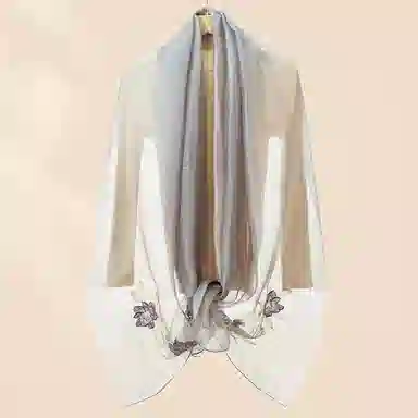 上海故事 新中式古风刺绣结婚真丝羊毛混纺 丝巾 女款