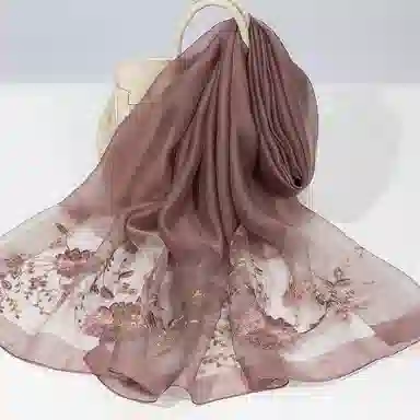 上海故事 新中式古风刺绣结婚真丝羊毛混纺 丝巾 女款