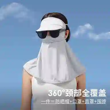 杨同学 全脸面纱防紫外线护颈脖冰丝遮脸脖子夏季薄款透气口罩 锦纶 防晒面罩 女款