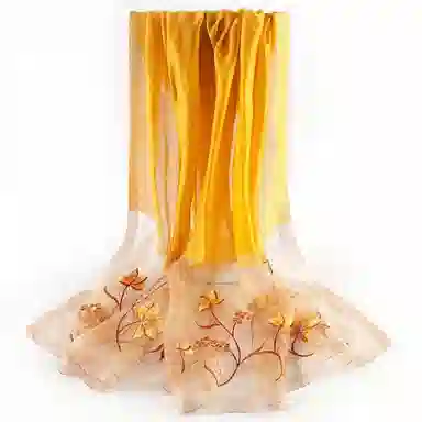 上海故事 新中式古风刺绣结婚真丝羊毛混纺 丝巾 女款