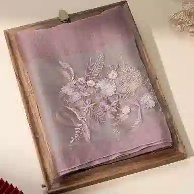 上海故事 新中式古风刺绣结婚真丝羊毛混纺 丝巾 女款