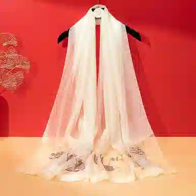 上海故事 新中式古风刺绣结婚真丝羊毛混纺 丝巾 女款