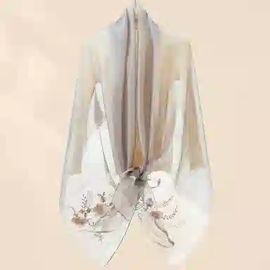 上海故事 新中式古风刺绣结婚真丝羊毛混纺 丝巾 女款