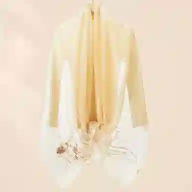 上海故事 新中式古风刺绣结婚真丝羊毛混纺 丝巾 女款