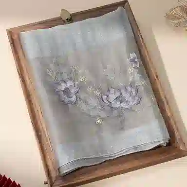 上海故事 新中式古风刺绣结婚真丝羊毛混纺 丝巾 女款