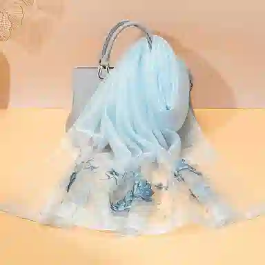 上海故事 新中式古风刺绣结婚真丝羊毛混纺 丝巾 女款