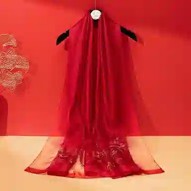 上海故事 新中式古风刺绣结婚真丝羊毛混纺 丝巾 女款